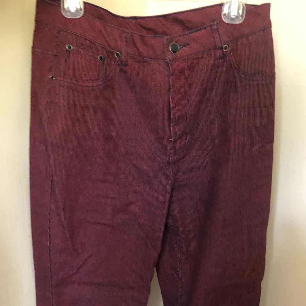 Diane Gilman Red denim jean with navy stripe